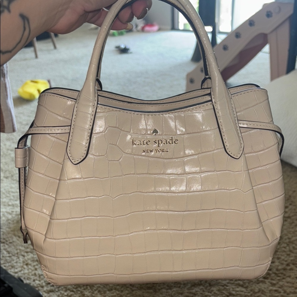 Kate Spade Cream Croc-Embossed Satchel